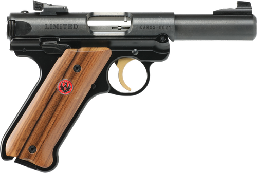 Ruger Mark IV Limited 22 LR, 4" Barrel, Blued Frame, Smooth Rosewood Grip, 10rd