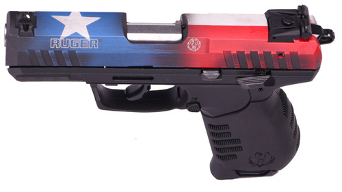 Ruger SR22 22 LR, 3.5" Barrel, Texas Flag Slide, Black Frame, 10rd