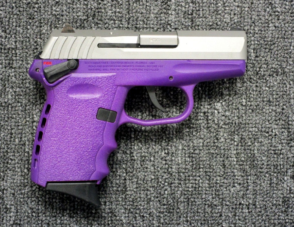 Preowned SCCY CPX-1, 9mm, 3.1″ Barrel, Satin Slide / Purple Frame, 10 ...