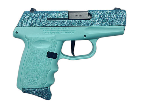 SCCY DVG-1 9mm, 3.1" Barrel, Cystal Blue, Glitter Steel Slide, 10rd