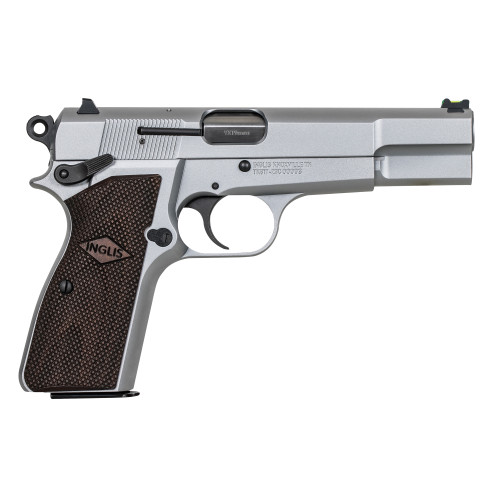 Inglis P-35 9mm, 4.7" Barrel, Silver, Black G10 Grip, 15rd