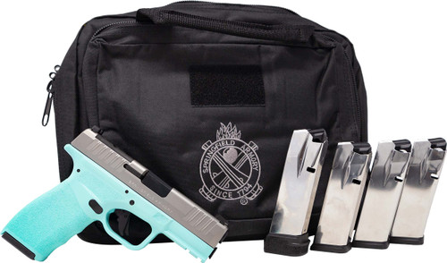 Springfield Hellcat OSP Pro Gear Up Package 9mm, 3.7" Barrel, Robins Egg Blue Frame, Stainless Slide, 17rd