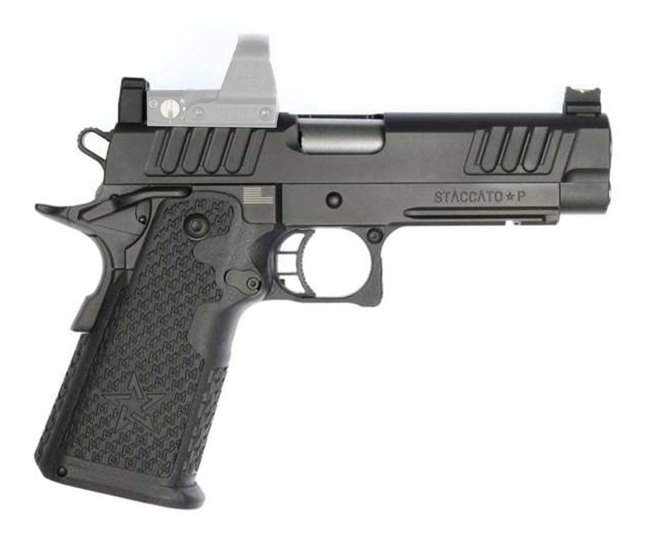 Staccato P DUO 9mm, 4.4" Bull Barrel, Tactical DUO Sights, Black DLC, 17/20rd