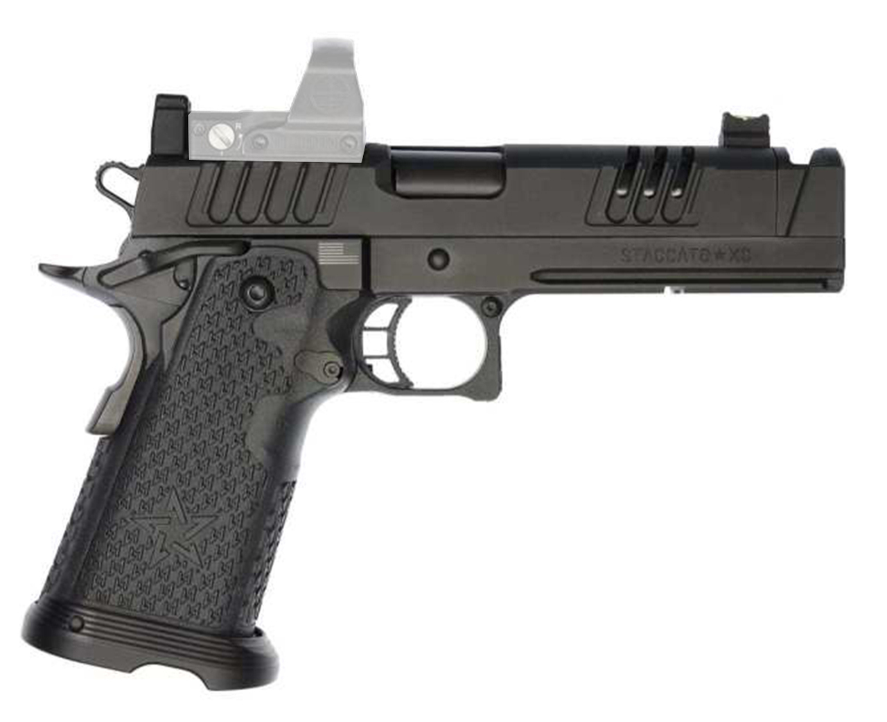 Staccato XC 9mm, 5" Island Compensated Barrel, Tactical DUO Sights, Black DLC, 18/21rd