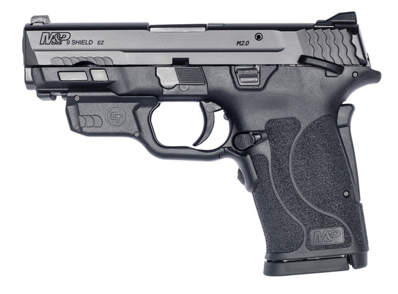 Smith & Wesson M&P Shield EZ M2.0 Compact 9mm, 3.675" Barrel, Crimson Trace Laser, Manual Safety, Black, 8rd