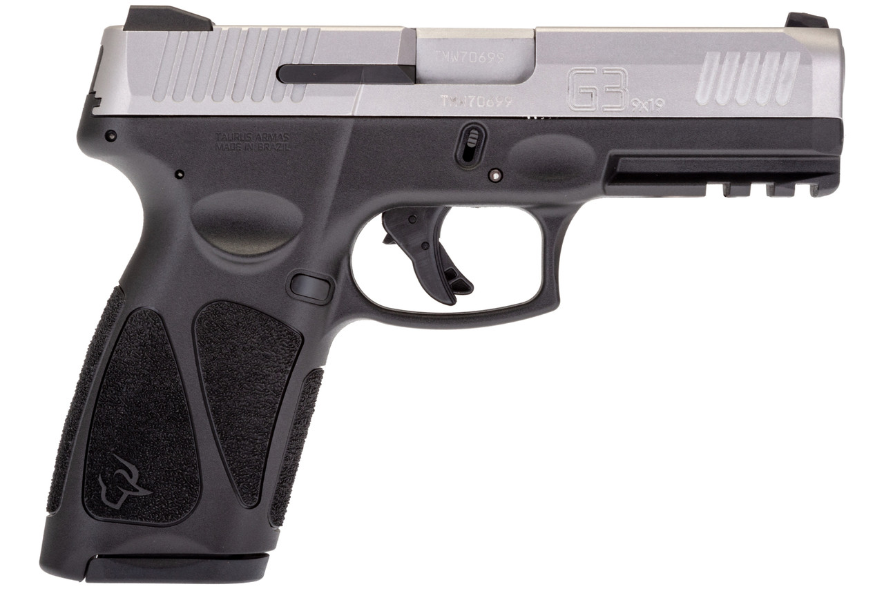 Taurus G3 9mm, 4" Barrel, Manual Safety, SS Slide, Black, 10rd