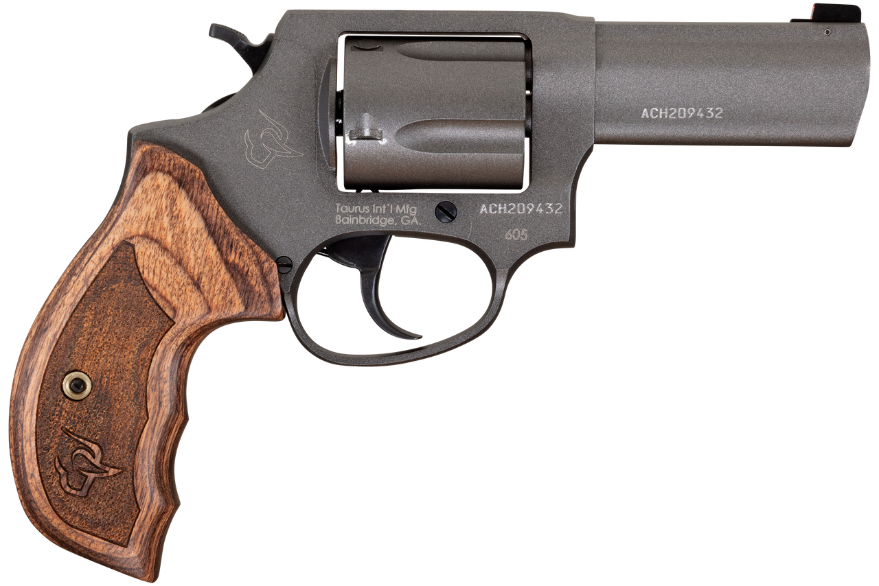 Taurus 605 38 Special/357 Mag, 3" Barrel, Altamont Wood Grip, Tungsten Gray Cerakote, 5rd