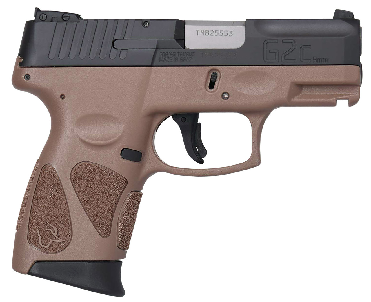 Taurus G2C 9mm, 3.2" Barrel, Black/Brown, Fixed Sights, 12rd
