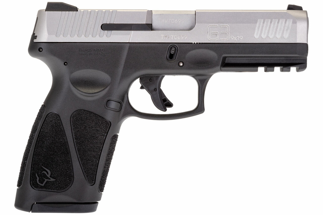 Taurus G3 9mm, 4" Barrel, Fixed Front/Adj. Rear Sight, Stainless Steel Slide, Black, 15rd