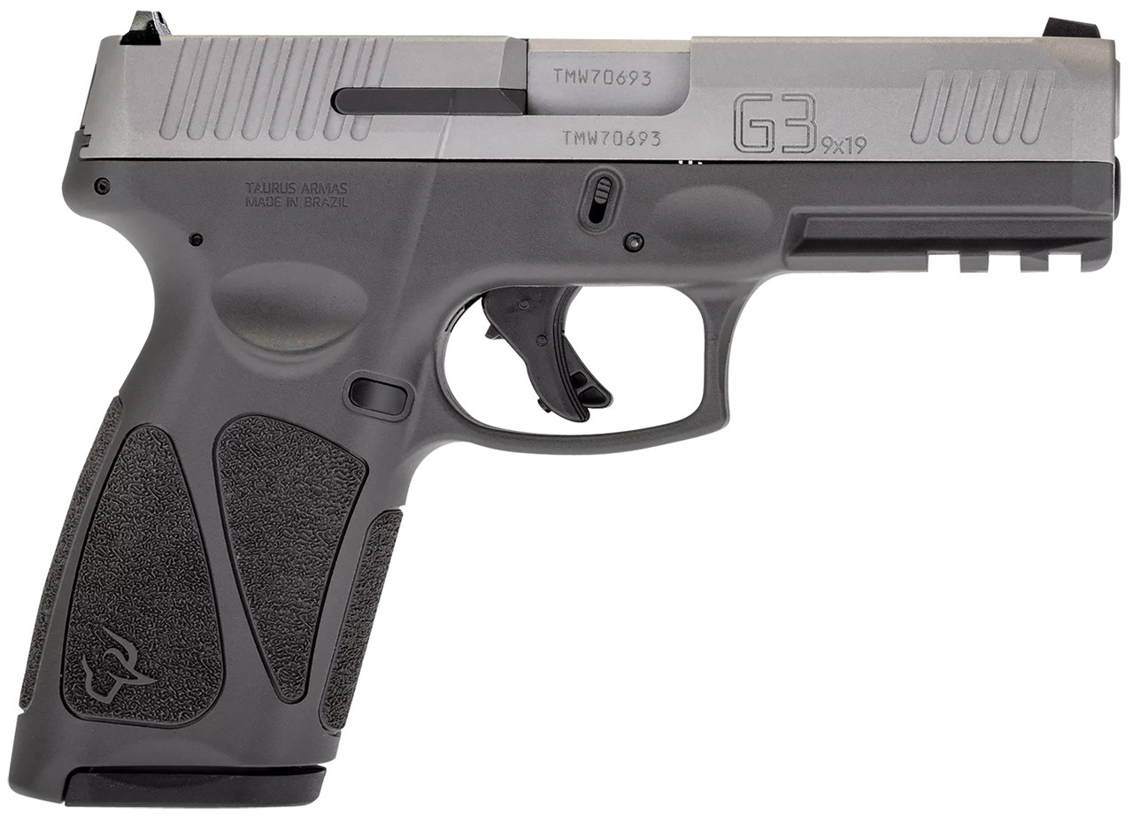 Taurus G3 9mm, 4" Barrel, Fixed Sights, Manual Thumb Safety, Gray, 2x15rd Magazines
