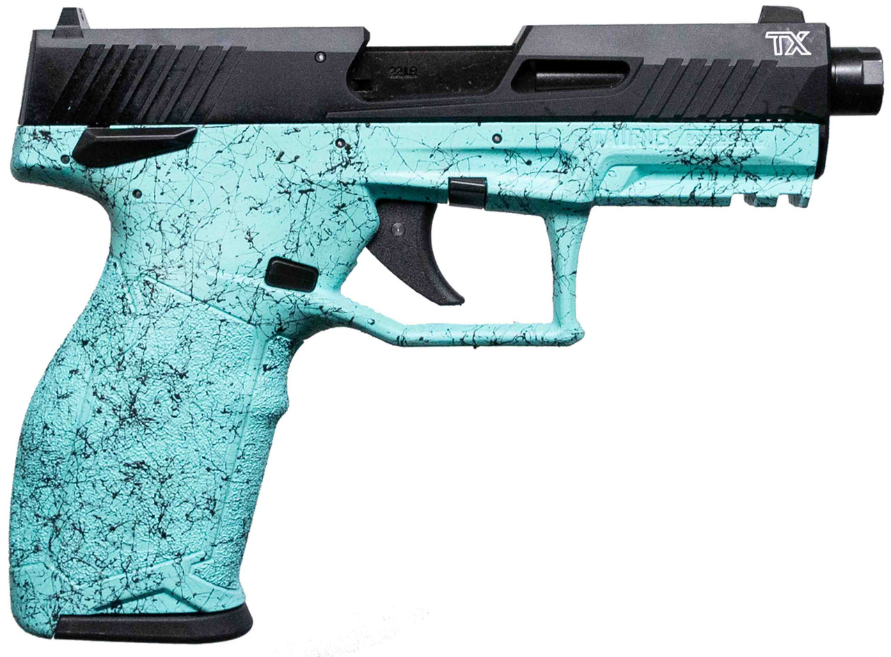 Taurus TX22 Gen 2 22 LR, 4.1" Threaded Barrel, Cyan Splatter, 10rd