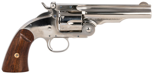 Taylors &amp; Company Schofield Top Break 45 Colt, 5" Barrel, Nickel Frame, Walnut Grip, 6rd