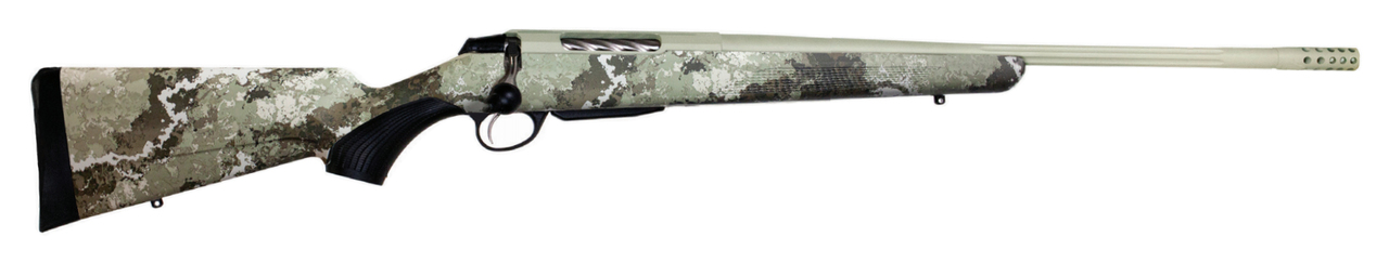 Tikka T3x Lite, Bolt Action Rifle, 270 WSM, 22.4" Fluted Barrel, 1:10 Twist, Threaded 5/8x24, Veil Alpine Camo, Synthetic Stock, Cerakote Barrel and Action, Green Color, Right Hand, 3Rd, 1 Mag, Includes Matching Muzzle Brake