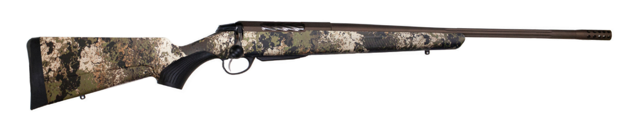 Tikka T3x Lite 6.5 Creedmoor, 24" Fluted Barrel, Veil Wideland Camo, Synthetic Stock, Cerakote Burnt Bronze Color, 3Rd, 1 Mag, Includes Matching Muzzle Brake