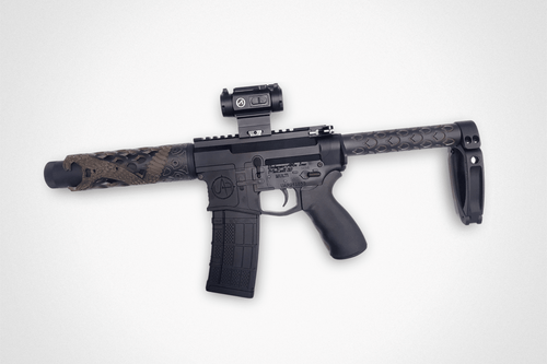 Unique-ARs Timber Rattler Pistol 5.56 NATO, 7.5" Barrel, Chocolate Brown Edges/Black, Tailhook Mod 1, 30rd