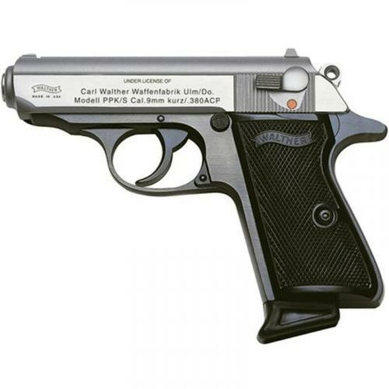 Walther PPK/S .380 ACP, 3.30" Barrel, Black Frame, Stainless Slide, 7rd