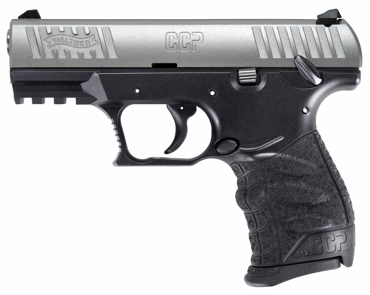 Walther CCP M2 9mm, 3.54" Barrel, 3-Dot Sights, Stainless/Black, 8rd