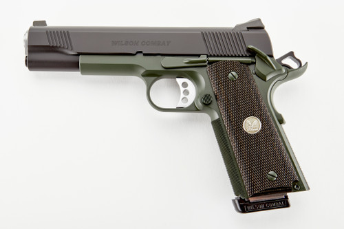Wilson Combat CQB 45 ACP, 5" Barrel, Olive Drab Green Frame, Black Slide, CA Compliant, 8rd