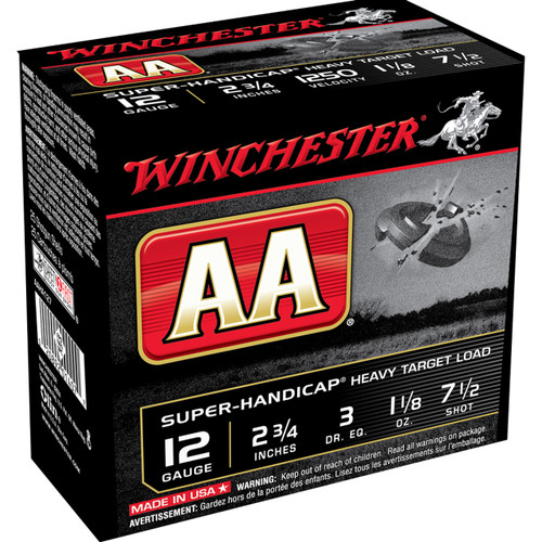 Winchester AA Super Handicap Heavy Target 12 Ga, 2.75", 1 1/8 oz, 7.5 Shot, 100rd Box