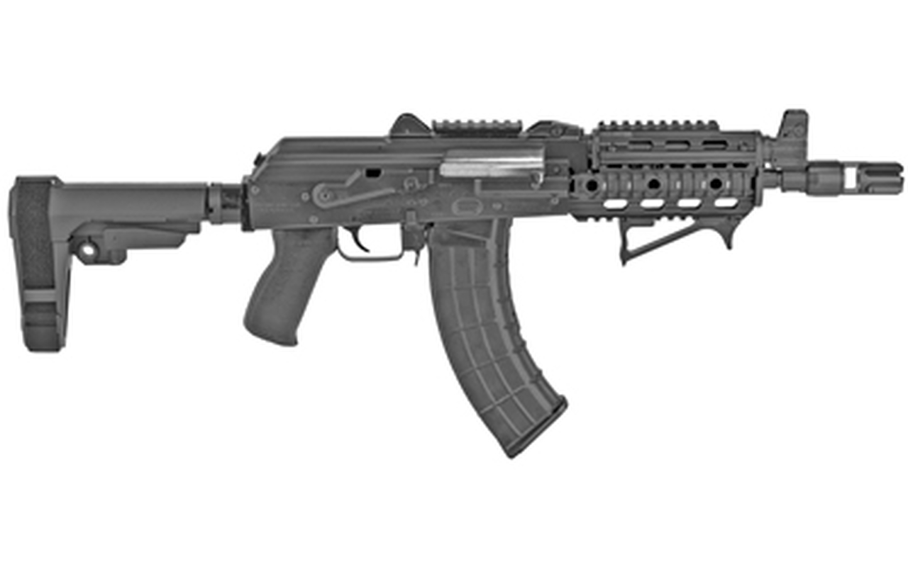 Zastava ZPAP92 7.62X39mm Pistol, 10" Barrel, SBA3, Quad Rail, Black, 30rd