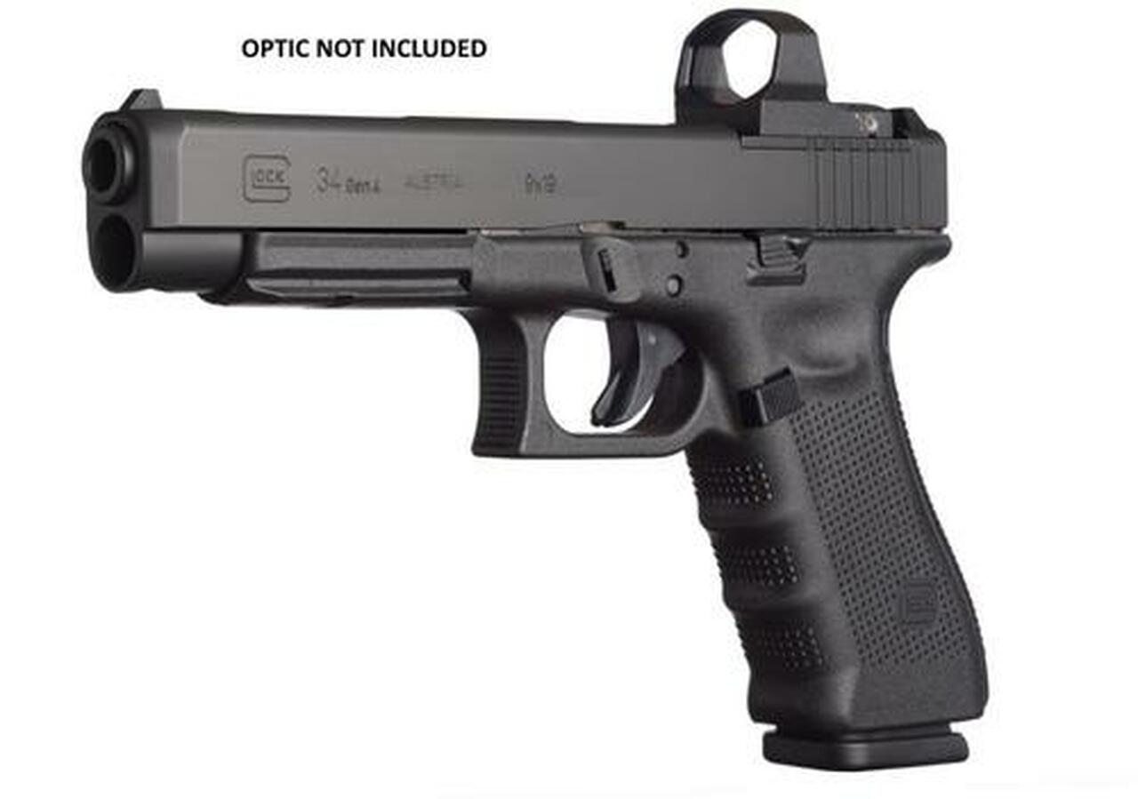 Glock, 34 Gen4, Competition, Modular Optic System, Striker Fired, Full Size, 9mm, 5.31" Barrel, Polymer Frame, Matte Finish, Adjustable Sights, 17Rd, 3 Magazines