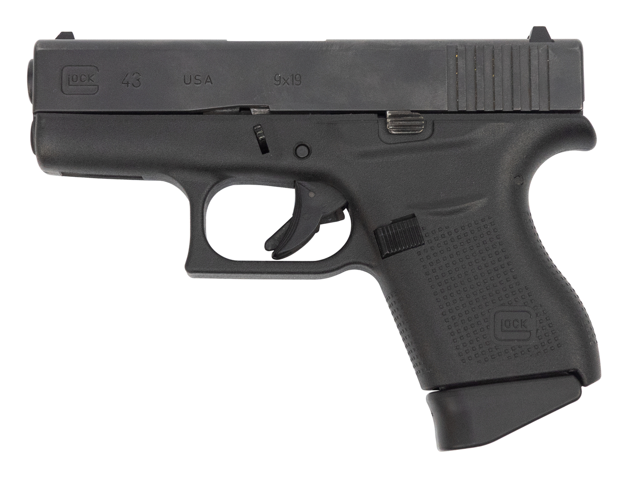 Glock 43 USA Used 9mm, 3.39" Barrel, Contrst Sights, Black, 6rd