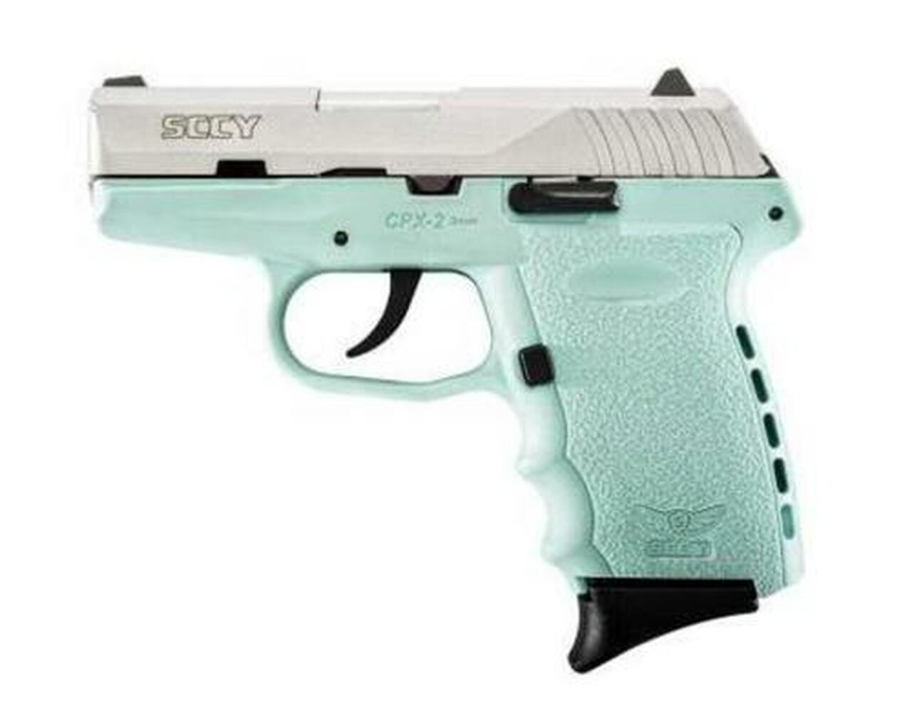SCCY CPX-2 9mm, 3.1" Barrel, Robin Egg Blue Frame, SS Slide 10rd Mag