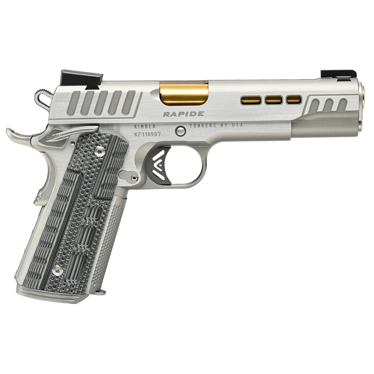 Kimber Rapide Dawn 10mm, 5" Gold Barrel, Silver, G10 Grip, 8rd - Impact ...
