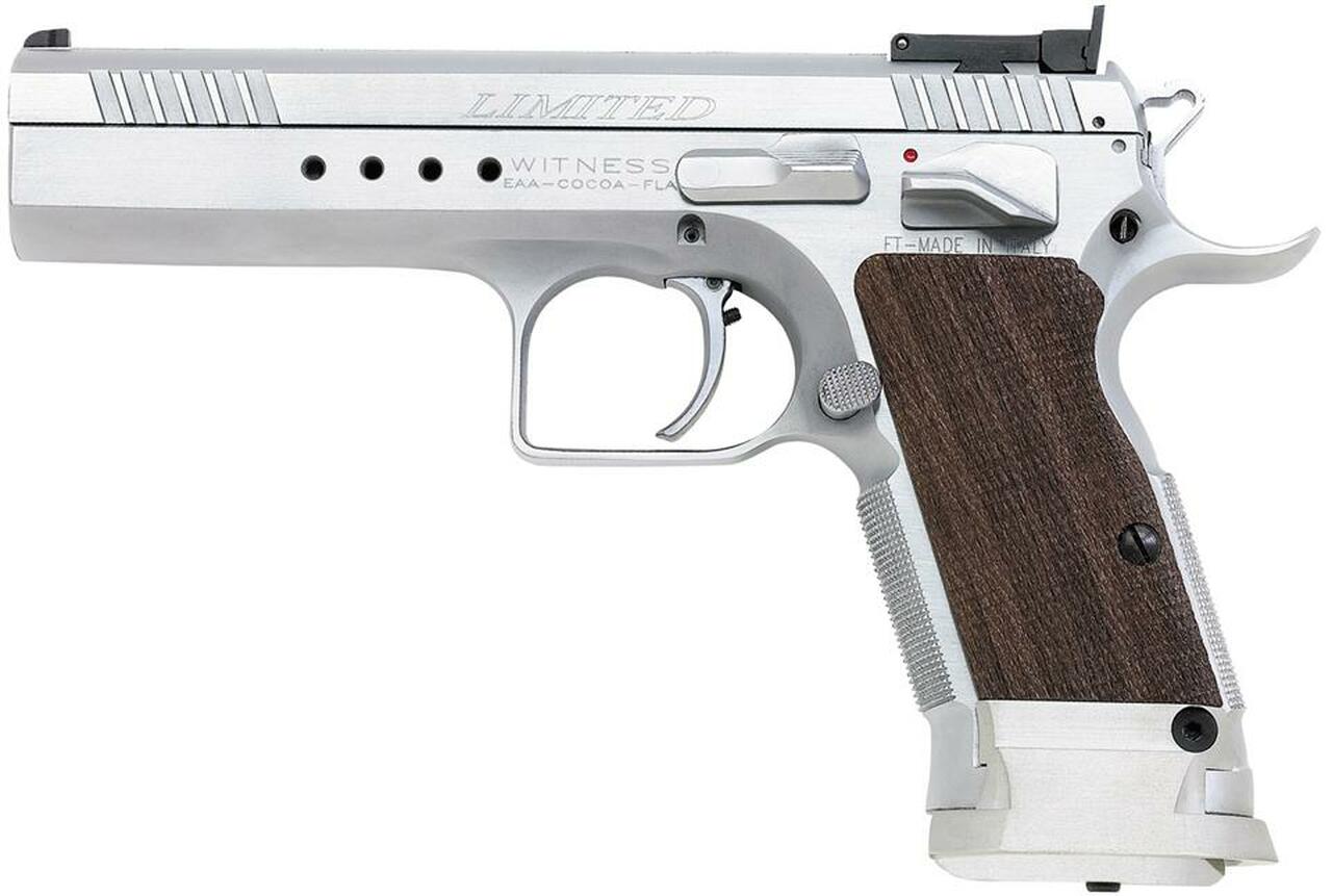 EAA Witness Elite Limited 40 S&amp;W 4.75" Barrel, Wood Grip Chrome Finish, 15rd