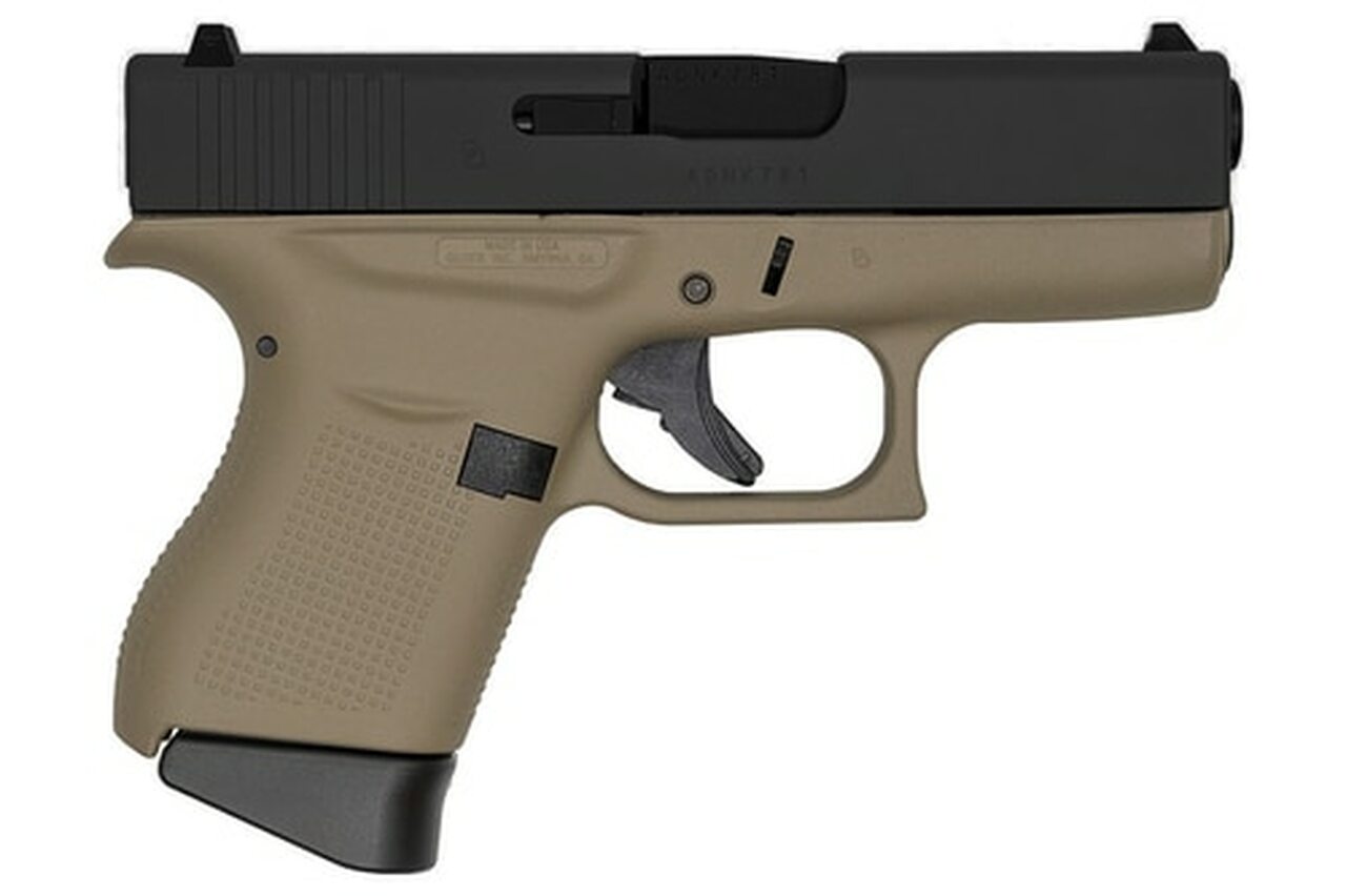 Glock G43, 9mm, 3.41", 6rd, Flat Dark Earth Frame, Black Slide