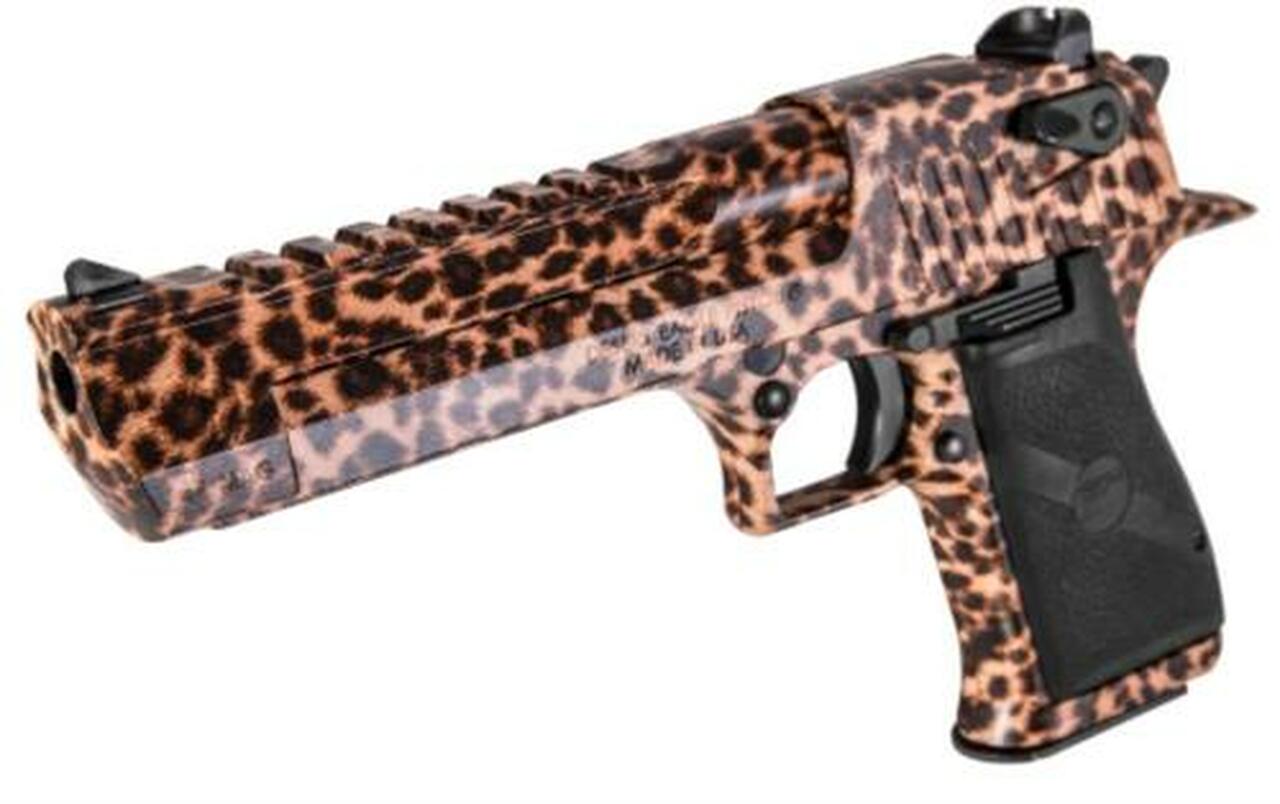 MRI Desert Eagle Mark XIX SAO 50 AE 6" Barrel, Black Synthetic Grip Cheetah, 7rd
