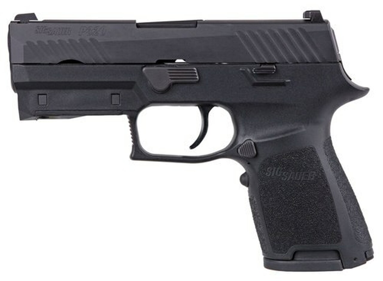 Sig P320 Compact 9mm Double, 3.9",Black, Lima320 Red Laser Grip, NS, Black Nitron SS Slide, 15rd