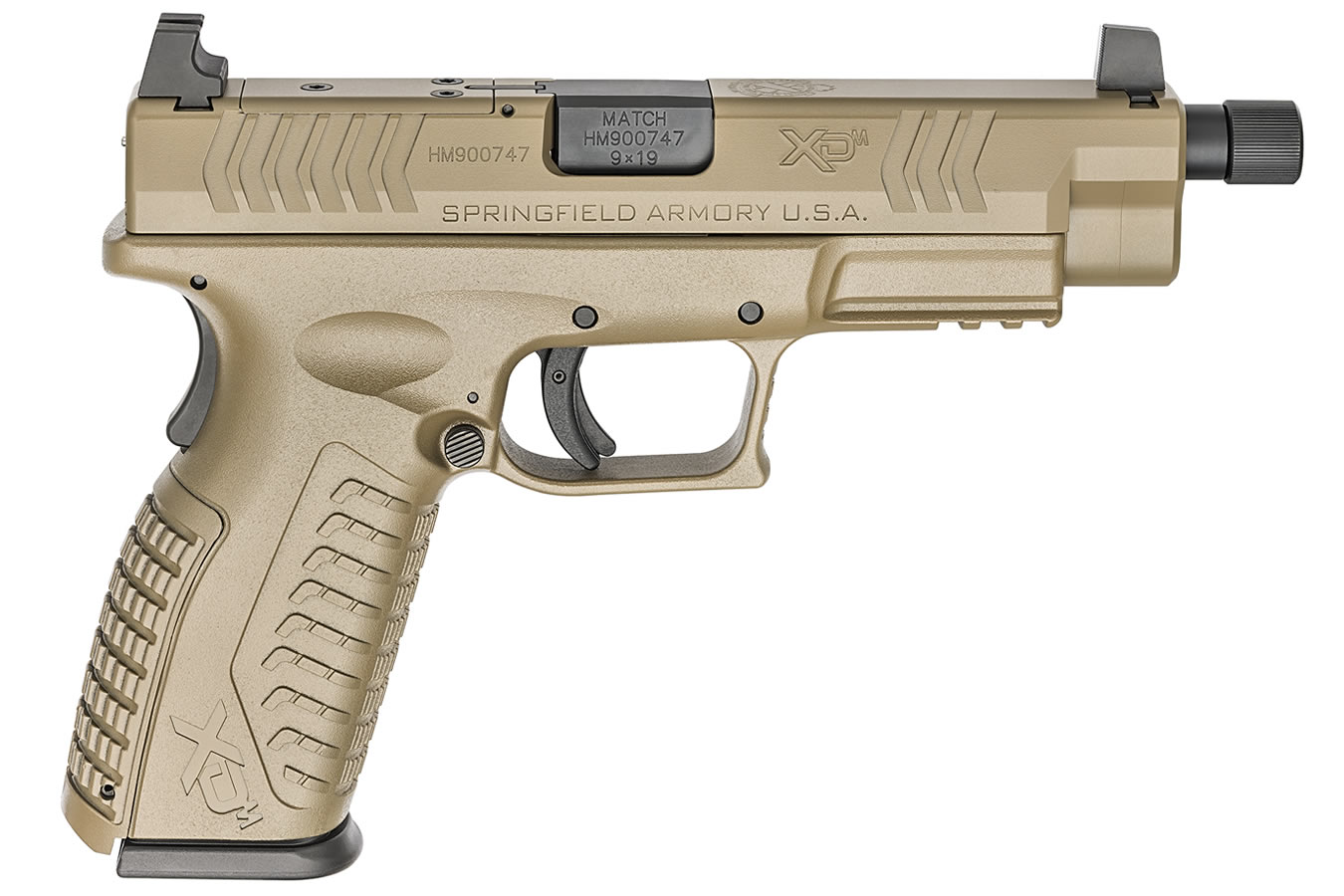 XDM OSP 9mm 4.5 Full-Size Optics-Ready Desert FDE Pistol with Threaded Barrel