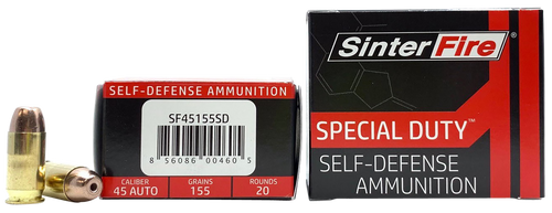 SinterFire Special Duty Brass 45 ACP 155 Grain 20 Rounds LFFHP