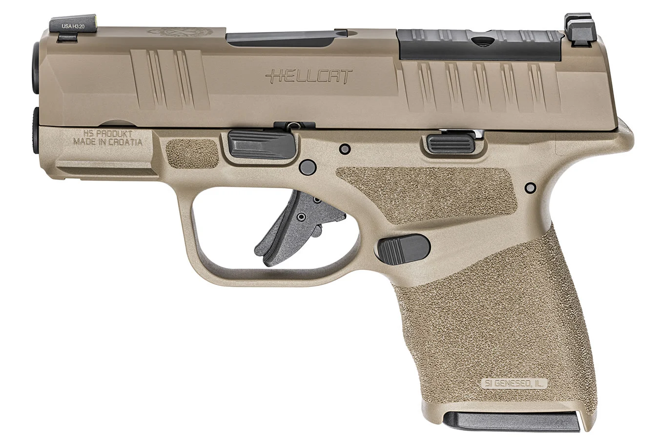 Springfield Hellcat 9mm Desert FDE Micro Compact Optic-Ready Pistol ...